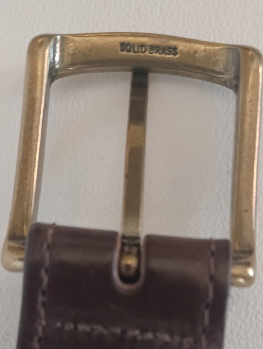 L.L. Bean Men's Size 44 Brown Genuine Leather Belt Brass Buckle Made In USA